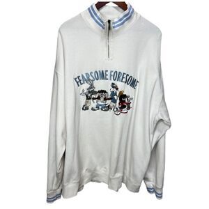Vintage 90s Warner Bros Looney Tunes Fearsome Foursome 1/4 Zip Shirt Size  XL